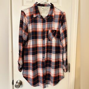 Essenza Women’s Plaid Button-Up Shirt with Lace Detail, 1X